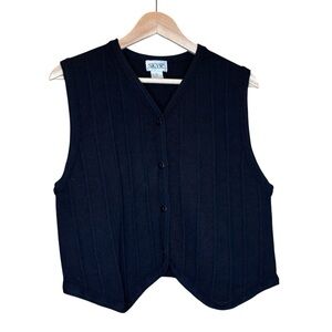 Vintage Women’s Vest 100% Wool Black Sweater Size Large